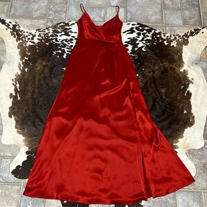 90s vintage Jill Stuart burnt orange satin maxi evening prom dress